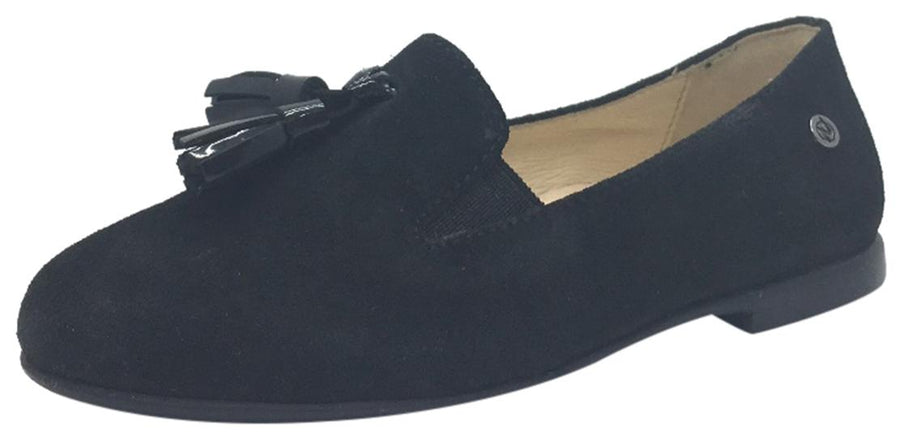 Naturino Girl's and Boy's 9201 Black Smooth Suede Upper Tassel Slip On Moccasin Flats Shoes