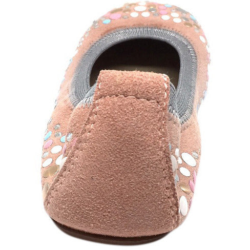 Papanatas by Eli Girl's Pink Soft Suede Gem Sparkle Polka Dot Detail Slip On Ballet Flats - Just Shoes for Kids
 - 4