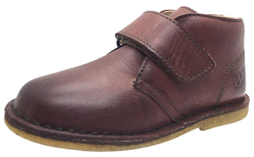 Naturino Boy's 9128 Smooth Leather Classic Mahogany Single Hook and Loop Strap Chukka Ankle Boot