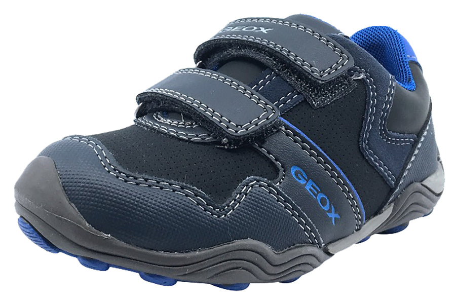 GEOX Boy's Arno Velcro Sneaker Tennis Shoes (Dark Navy/Royal