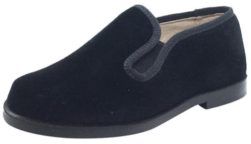 Hoo Shoes Boy's & Girl's Black Velvet Leather Lined Smoking Loafer Flats