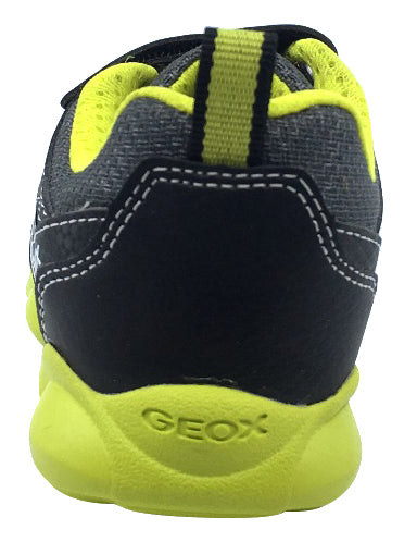 Geox Boy's Munfrey Leather Black/Lime Double Velcro Sneaker