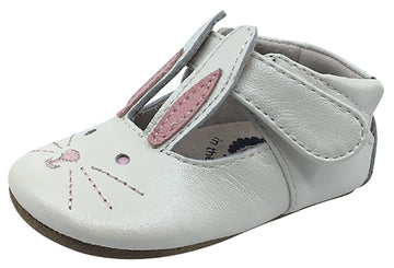 Livie & Luca Girl's Molly White Pearl Shimmer Smooth Leather Hook and Loop Mary Jane Shoe