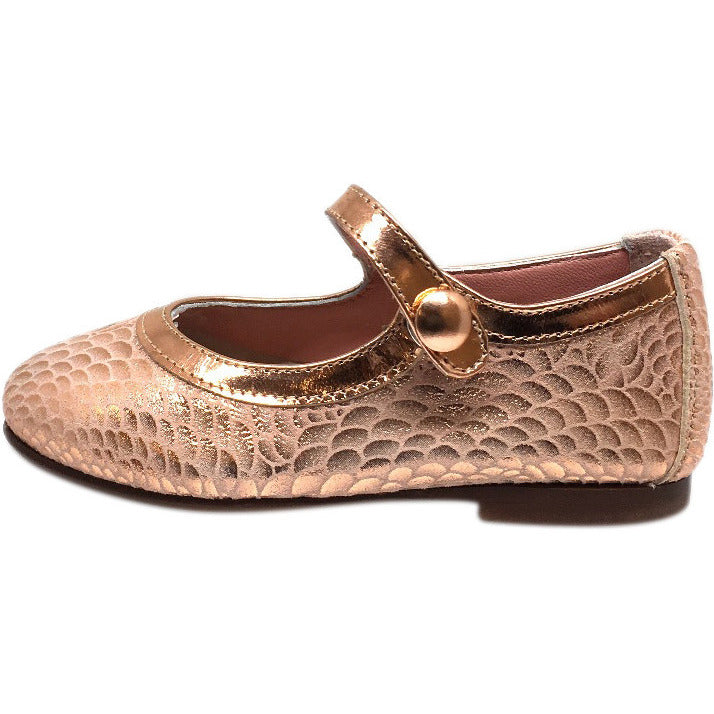Papanatas by Eli Girl's Pink Snake Print Mary Janes Button Flats - Just Shoes for Kids
 - 2