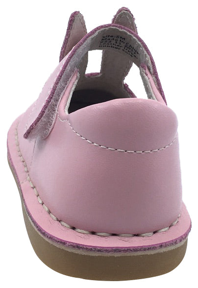 Livie & Luca Girl's Molly Bunny Ear Soft Pink Shimmer Smooth Leather Mary Jane Flat Shoes