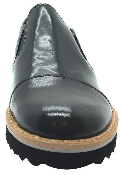 Luccini Girl's Grey Patent Leather Platform Smoking Loafer Flats