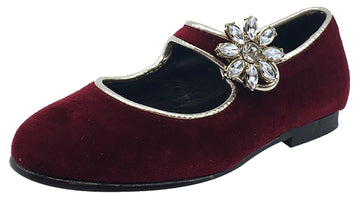 Luccini Girl's Mary Jane with Jewelry Accent (Burgundy)