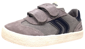 Geox Respira Boy's Suede and Canvas Double Hook and Loop Skater Sneaker Shoes inches, Grey/Navy - Just Shoes for Kids
 - 1