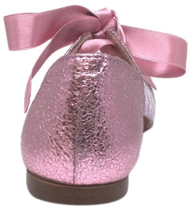 Chupetin 9371 Silver Pink Shimmer Sparkle Patent Leather Slip On Ballerina Ballet Flats