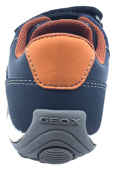 GEOX Boy's Arno Hook and Loop Sneaker (Navy/Dark Orange)