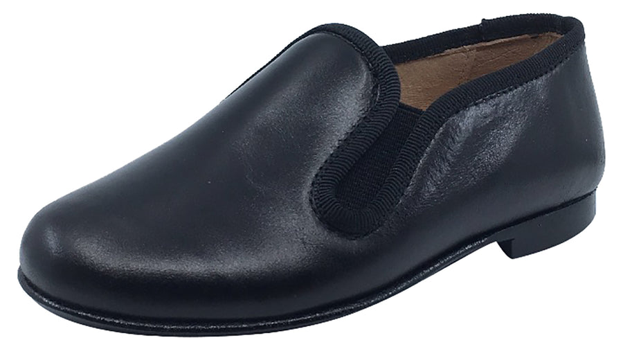 Hoo Shoes Boy's and Girl's Smoking Loafer, Black Leather