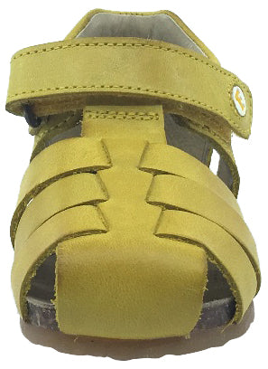 Falcotto Boy's & Girl's Yellow Smooth Leather Fisherman Sandals with Hook and Loop Strap