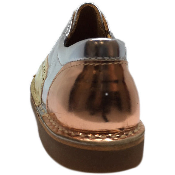 Papanatas by Eli Girl's Silver and Gold Metallic Slip On Oxford Loafer Shoes - Just Shoes for Kids
 - 4