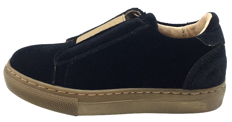 Fascani Boy's and Girl's Slip-On Sneaker Shoes, Black Velvet/Gold