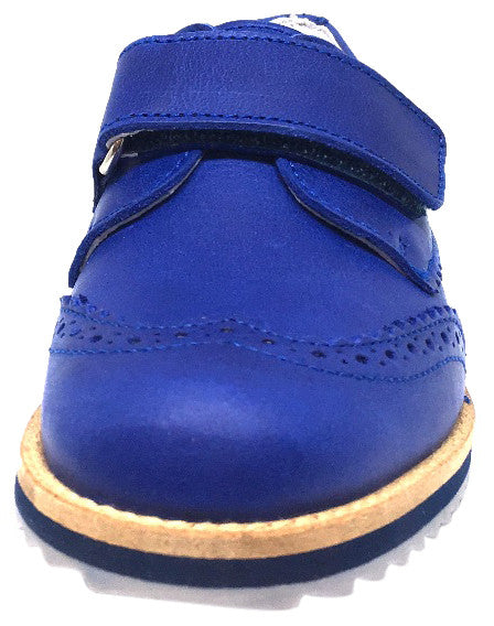 Hoo Shoes Boy's Ralph's Smooth Leather Hook and Loop Platform Tip Oxford Shoe