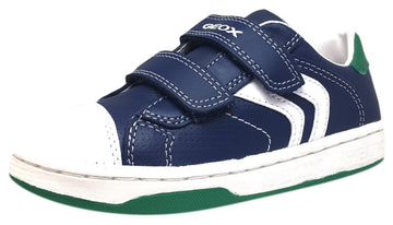Geox Boy's Maltin Navy & Green Double Hook and Loop Strap Sneaker Shoe