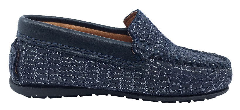 Atlanta Mocassin Girl's and Boy's Leather Loafers, Navy Blue