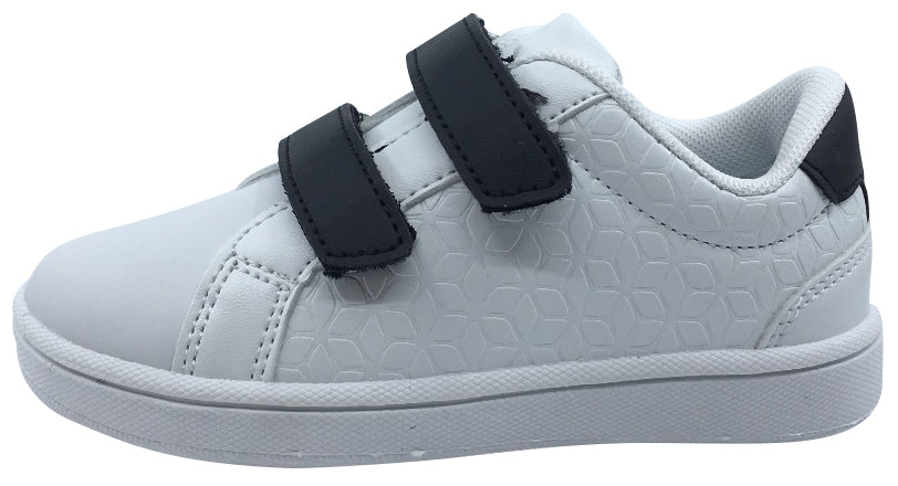 My Brooklyn The Original Boy's and Girl's Sneaker in White with Black Double Straps