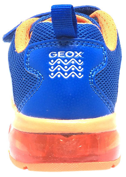 Geox Respira Boy's Android Royal Blue & Orange Mesh Light Up Double Hook and Loop Sneaker