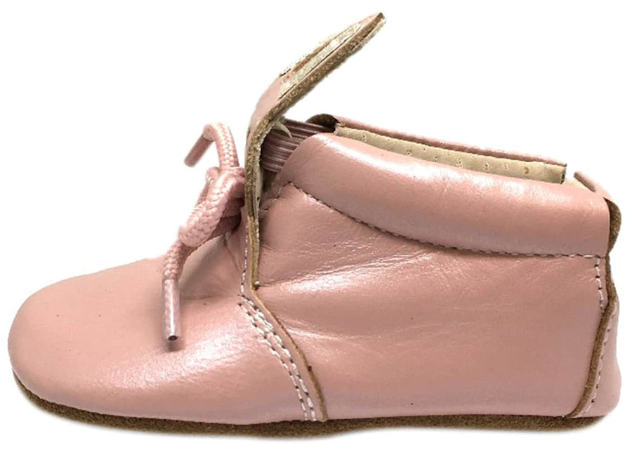 Livie & Luca Girl's Pipkin Light Pink Leather Bunny Slip On Bootie Crib Shoe