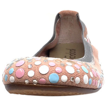 Papanatas by Eli Girl's Pink Soft Suede Gem Sparkle Polka Dot Detail Slip On Ballet Flats - Just Shoes for Kids
 - 3