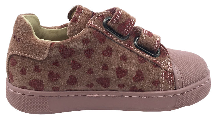 Naturino Kid's Bree Sneaker Tennis Shoes, Rosa Pink Heart Suede