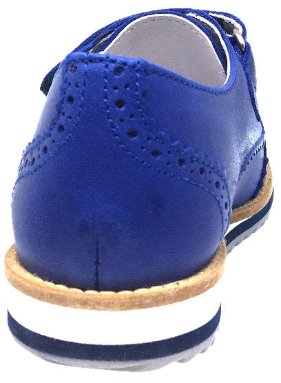 Hoo Shoes Boy's Ralph's Smooth Leather Hook and Loop Platform Tip Oxford Shoe