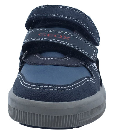 Geox Boy's J Arzach Double Velcro Hook and Loop Sneaker Shoes, Navy/Red