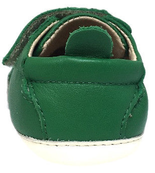 Old Soles 113R Boy's and Girl's Green Bambini Soft Leather Double Strap First Walker Sneaker Shoe