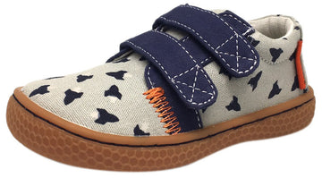 Livie & Luca Boy's Hayes Navy Rocket Natural Textile Color Changing Sneaker Shoe with Double Hook and Loop Straps