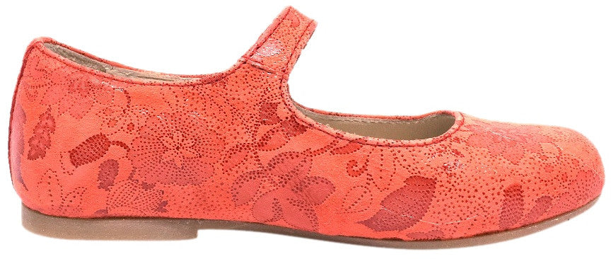 Manuela de Juan Mimi Red Floral Leather Snap Mary Jane Flat Shoe