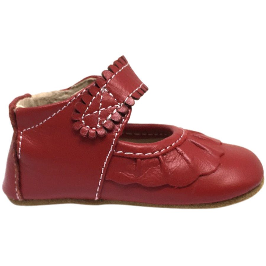 Livie & Luca Girl's Ruche Ruffled Leather Hook and Loop Mary Jane Shoe Red - Just Shoes for Kids
 - 3