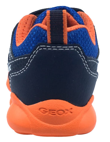 Geox Boy's Munfrey Leather Navy Orange Double Velcro Sneaker