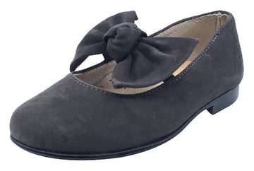 Hoo Shoes Chelia Bow Mary Jane, Grey Suede