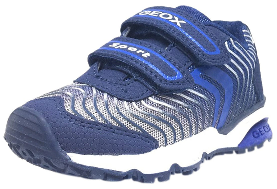Geox Boy's Bernie Royal Blue & White Double Hook and Loop Strap Sneaker