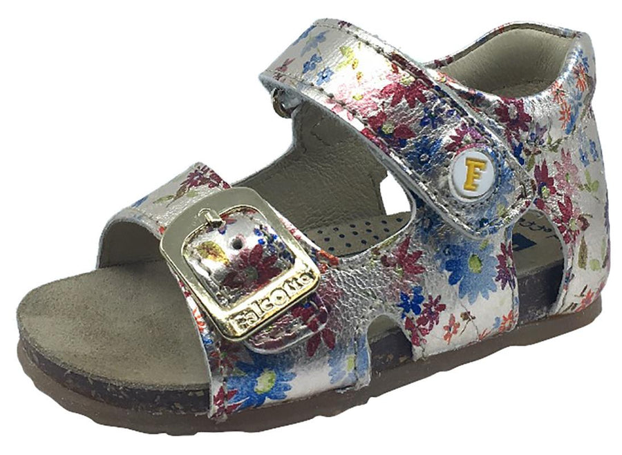 Naturino Falcotto Girl's Metallic Tropical Print Sandals with Hook and Loop Strap