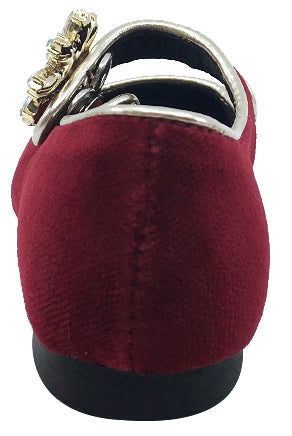 Luccini Girl's Mary Jane with Jewelry Accent (Burgundy)