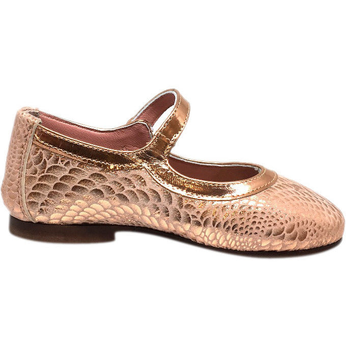 Papanatas by Eli Girl's Pink Snake Print Mary Janes Button Flats - Just Shoes for Kids
 - 4