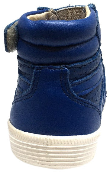 Old Soles Boy's and Girl's Star Jumper Cobalt Blue Leather Elastic Lace Hook and Loop High Top Sneaker