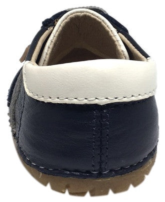 Old Soles Boy's and Girl's Hipster Pave Navy & White Leather Elastic Laces Slip On Walker Baby Shoe Sneaker