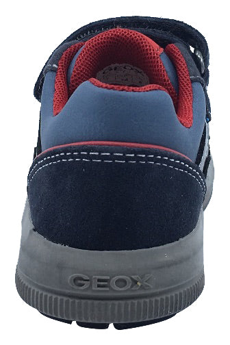 Geox Boy's J Arzach Double Velcro Hook and Loop Sneaker Shoes, Navy/Red
