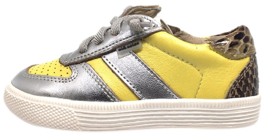 Old Soles Boy's and Girl's Lemon Silver Leather Urban Code Lace Up Tri Colored Sneaker Shoe