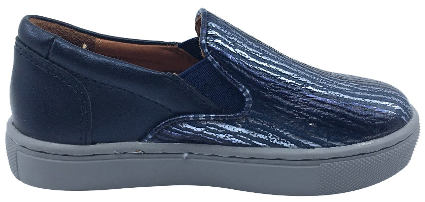 Venettini Girl's and Boy's Navy and Metallic Blue Skylar Slip-On Sneaker