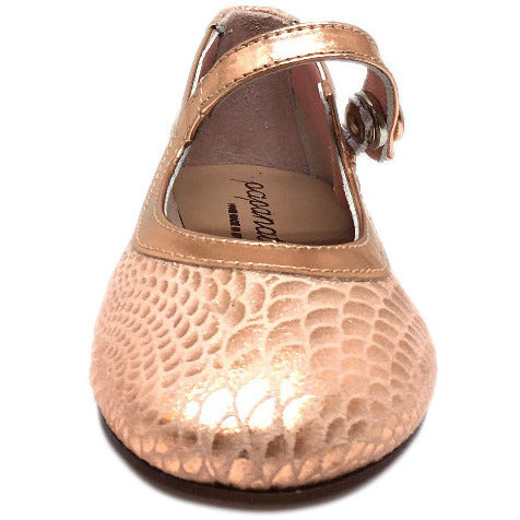 Papanatas by Eli Girl's Pink Snake Print Mary Janes Button Flats - Just Shoes for Kids
 - 3