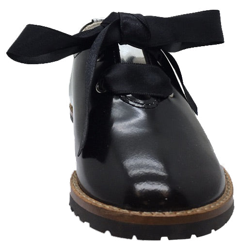 Chupetin Girl's & Boy's Black Lace Up Leather Oxford with Silver Accents