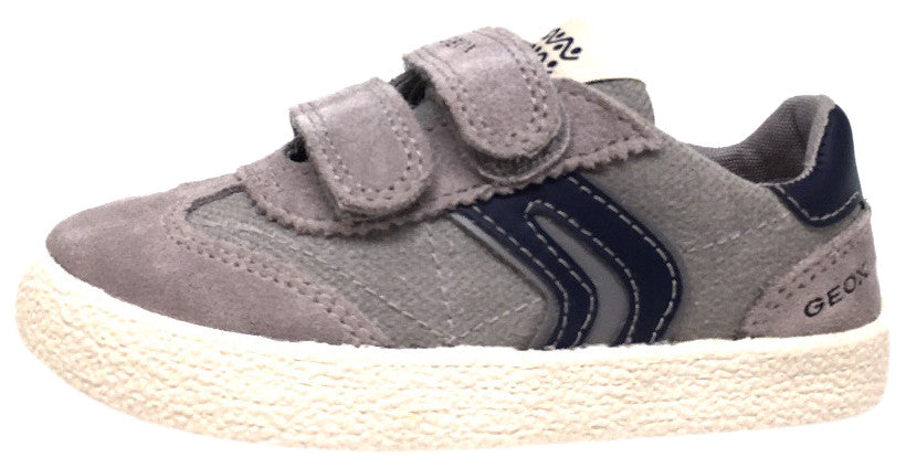 Geox Respira Boy's Suede and Canvas Double Hook and Loop Skater Sneaker Shoes inches, Grey/Navy - Just Shoes for Kids
 - 2