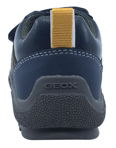 Geox Boy's J Artach Double Velcro Hook and Loop Sneaker Shoes, Navy/Yellow