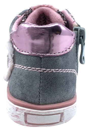 Beeko Girl's Bambi Side Zip Heart Sneaker Shoes, Grey