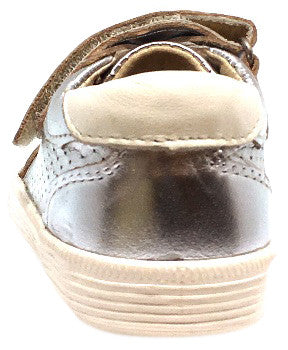 Old Soles Boy's and Girl's R-Racer Perforated Leather Double Hook and Loop Sneakers, Silver - Just Shoes for Kids
 - 3