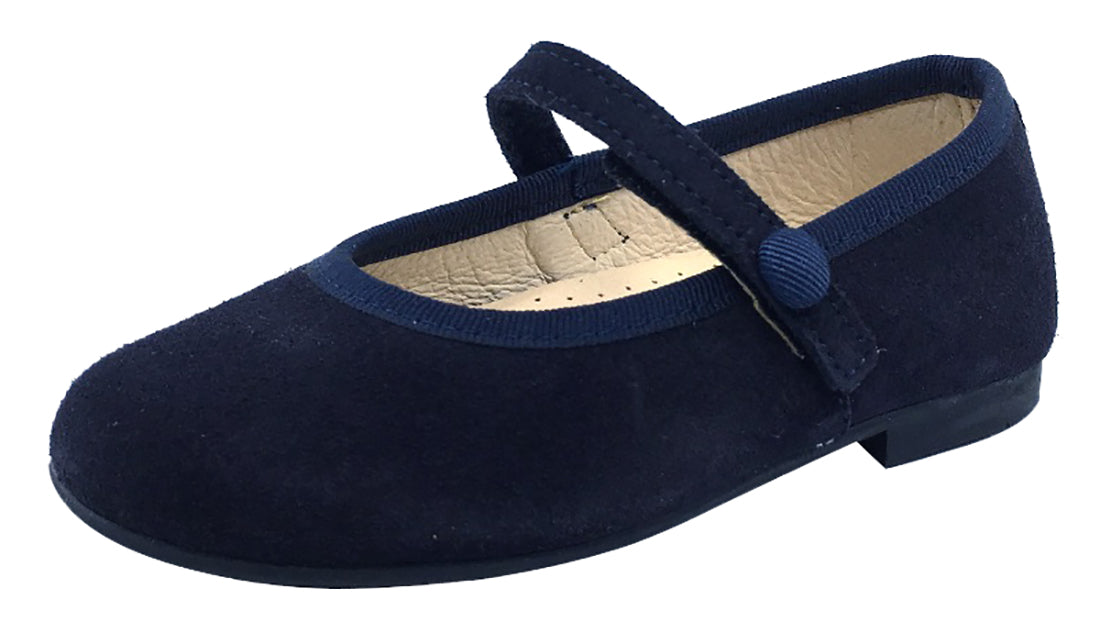Andanines Girl's Hook and Loop Closure Mary Jane, Navy Suede – Just ...